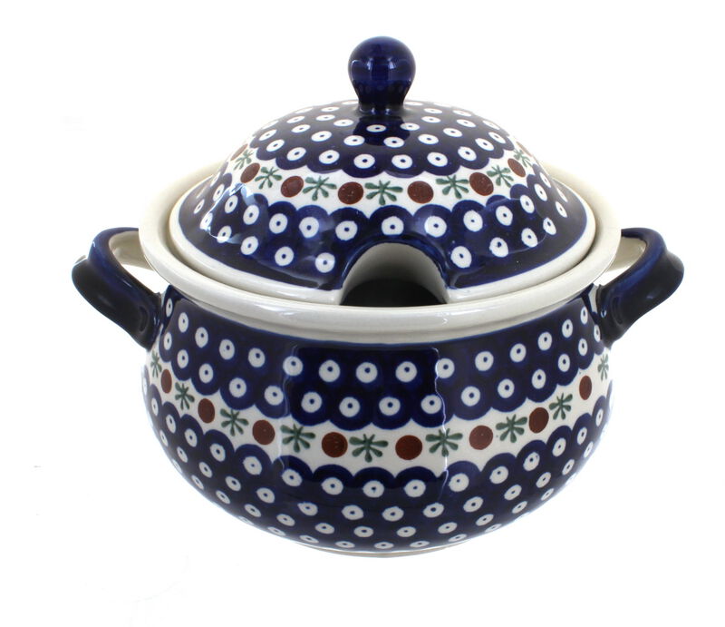 Blue Rose Polish Pottery Nature Soup Tureen