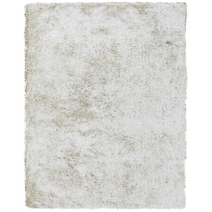 RUGSOTIC CARPETS HAND TUFTED SHAG POLYESTER ECO-FRIENDLY AREA RUGS  - 9'x12', Rectangle, White, Solid Plain Design, High Pile Thick Handmade Anti Skid Area Rugs for Living Room, Bed Room K00101