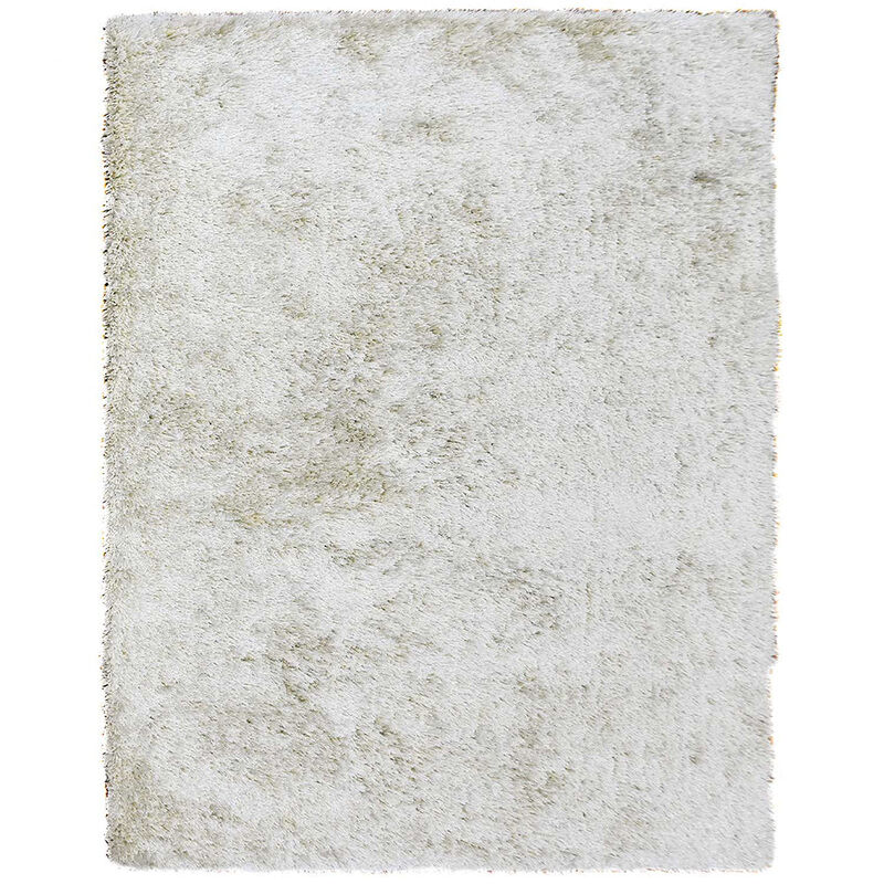 RUGSOTIC CARPETS HAND TUFTED SHAG POLYESTER ECO-FRIENDLY AREA RUGS  - 9'x12', Rectangle, White, Solid Plain Design, High Pile Thick Handmade Anti Skid Area Rugs for Living Room, Bed Room K00101