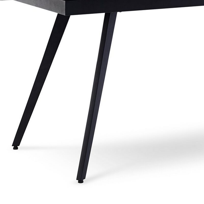 79 Inch Extendable Modern Dining Table, Textured Stone Surface, Warm Gray - Benzara