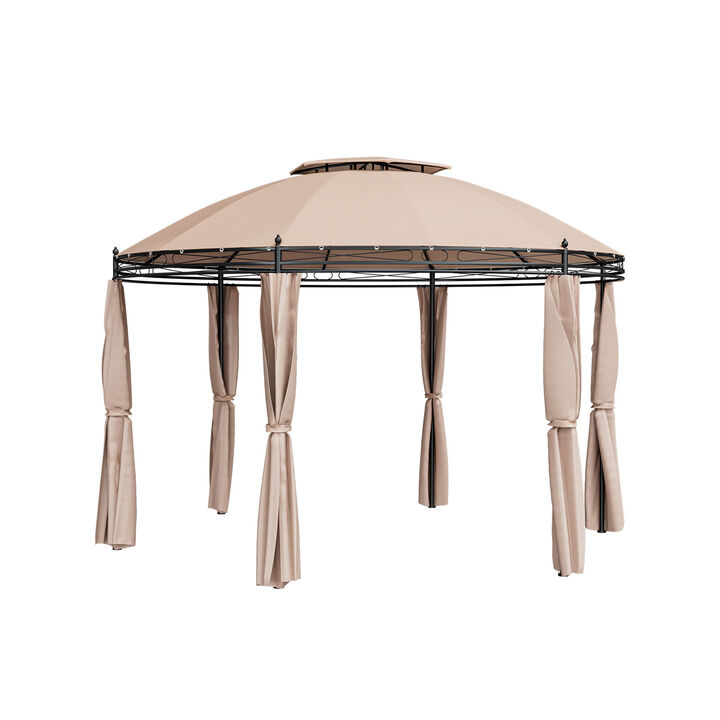 11.5 ft Outdoor Patio Round Dome Gazebo Canopy Shelter with Double Roof Steel 11.5 ft Outdoor Patio Round Dome Gazebo Canopy Shelter with Double Roof Steel