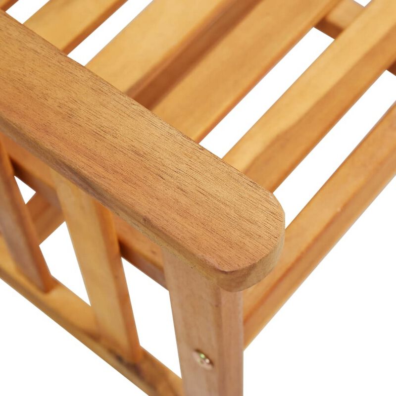 3pc Outdoor Patio Chairs w Attached Table, Slatted Solid Acacia Wood - Benzara
