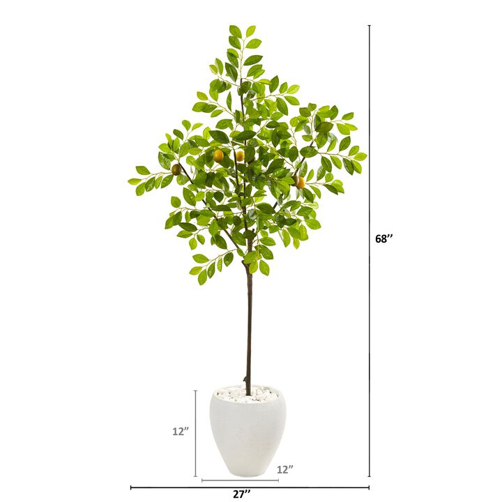 Hivvago 68 Inches Lemon Artificial Tree in White Planter