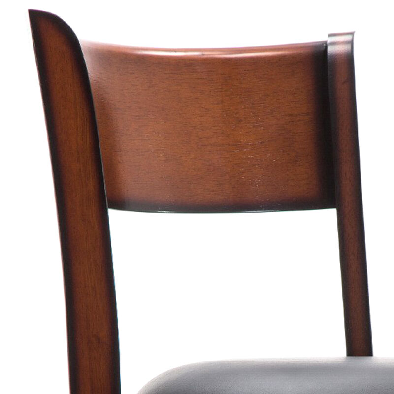 Pal 29 Inch Swivel Bar Stool, Solid Wood, Rich Bonded Leather, Brown-Benzara