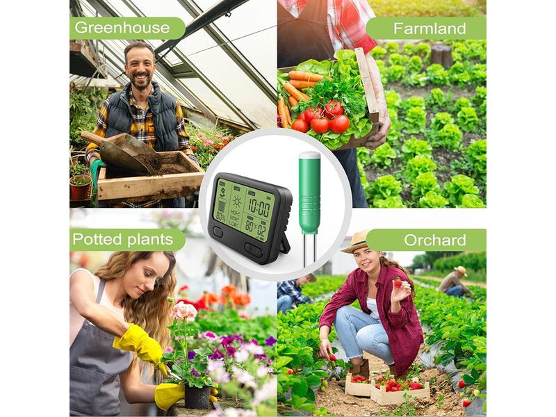 BIGTRIDE Wireless Soil Tester with LCD Display - 4-in-1 Sensor for Moisture