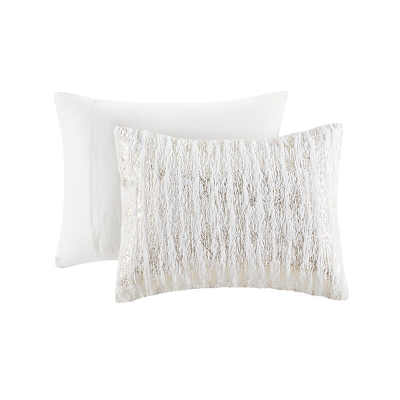 Gracie Mills Maelona Metallic Print Faux Fur Comforter Set