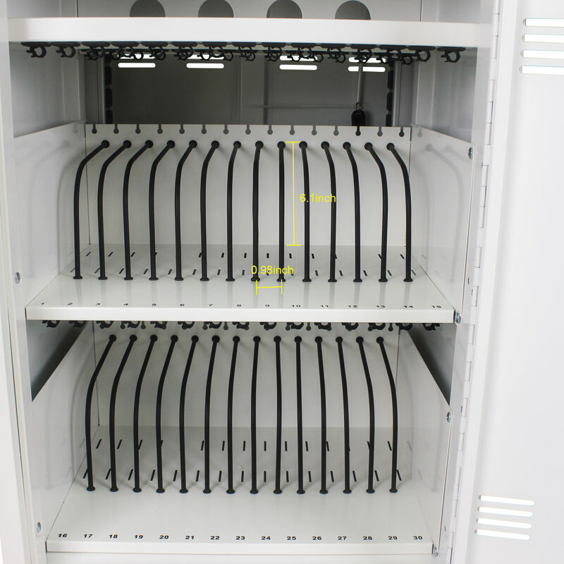 Mobile Charging Cart And Cabinet For Tablets Laptops 30-Device With Combination Lock(White)