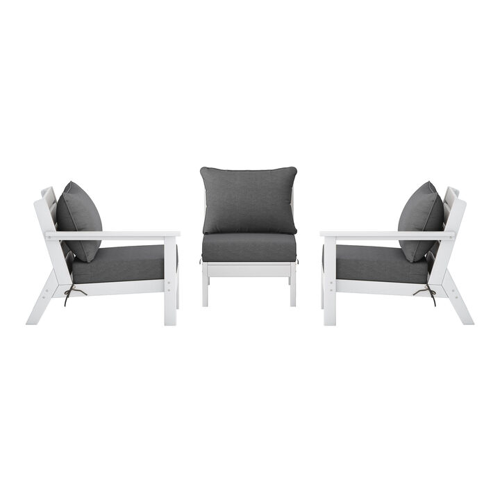 WestinTrends Outdoor Patio HDPE Sectional Sofa with Patio Cushions