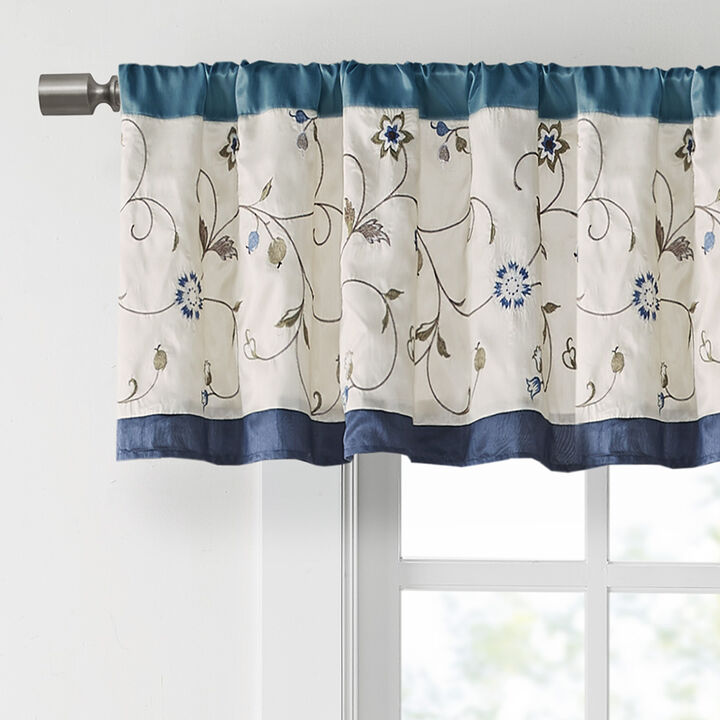 Gracie Mills Rogelio Floral Embroidered Window Valance