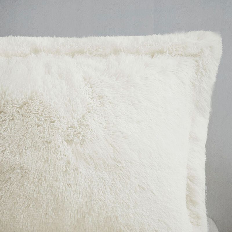 Gracie Mills Susie Solid Shaggy Long Fur Duvet Cover Set
