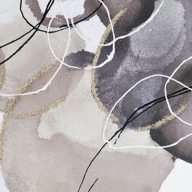 35 x 47 Landscape Abstract Art Watercolor Oil Painting, Mixed Gray, Brown - Benzara