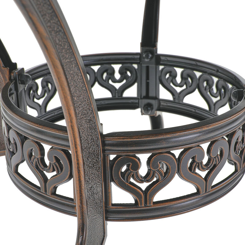 Mondawe Durable Cast Aluminum Outdoor Table with Umbrella Hole Rust-Proof and Weather-Resistant