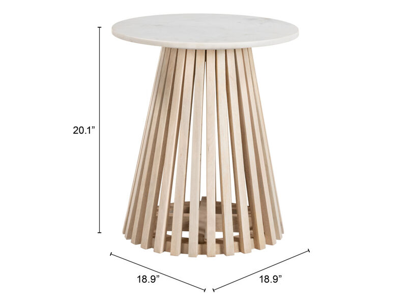 Mazara Side Table White & Natural