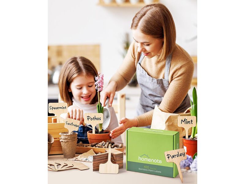 Homenote Bamboo Plant Labels 100Pcs Plant Tags for Seedlings