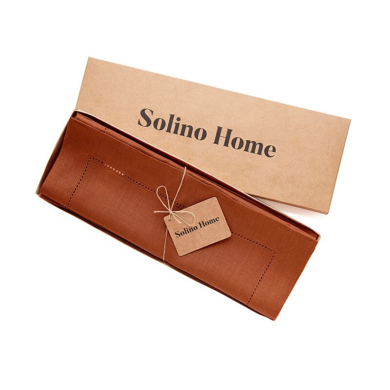 Solino Home 100% Pure Linen Placemats Set of 4 - 14 x 19 Inch | Classic Hemstitch