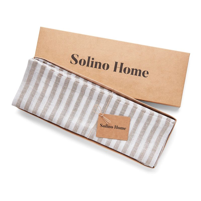 Solino Home 100% Pure Linen 14 x 19 Inch Placemats Set of 4 | Amalfi Stripe