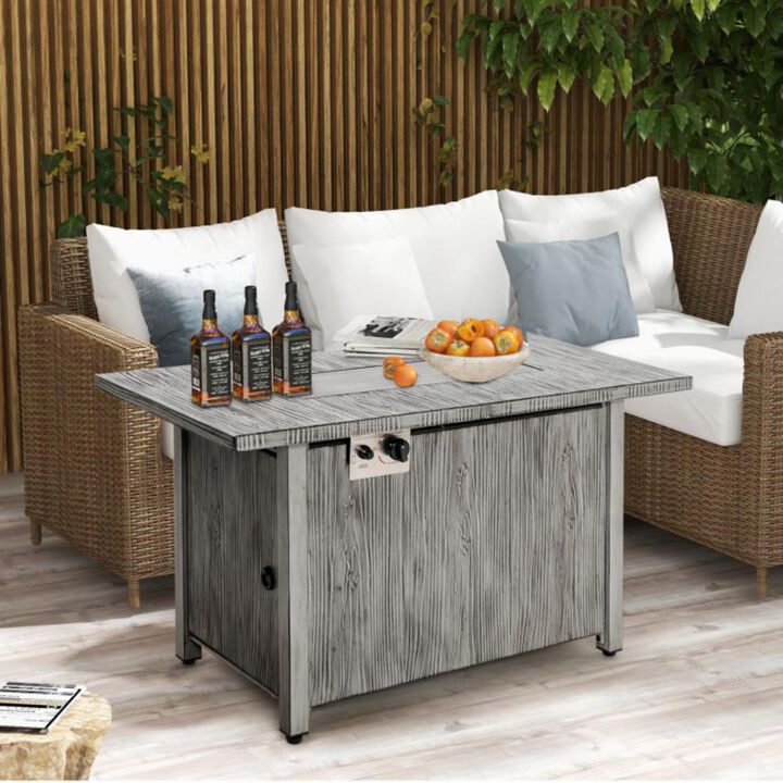 Hivvago 43 Inch 50 000 BTU Propane Fire Pit Table with Removable Lid-Gray