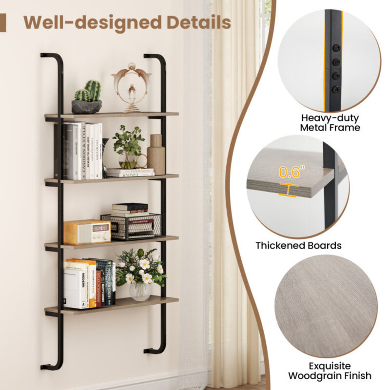 4-Tier Industrial Pipe Shelving with Metal Frame for Living Room Kitchen