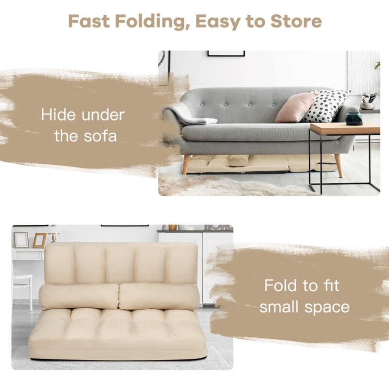 Hivvago 6-Position Foldable Floor Sofa Bed with Detachable Cloth Cover