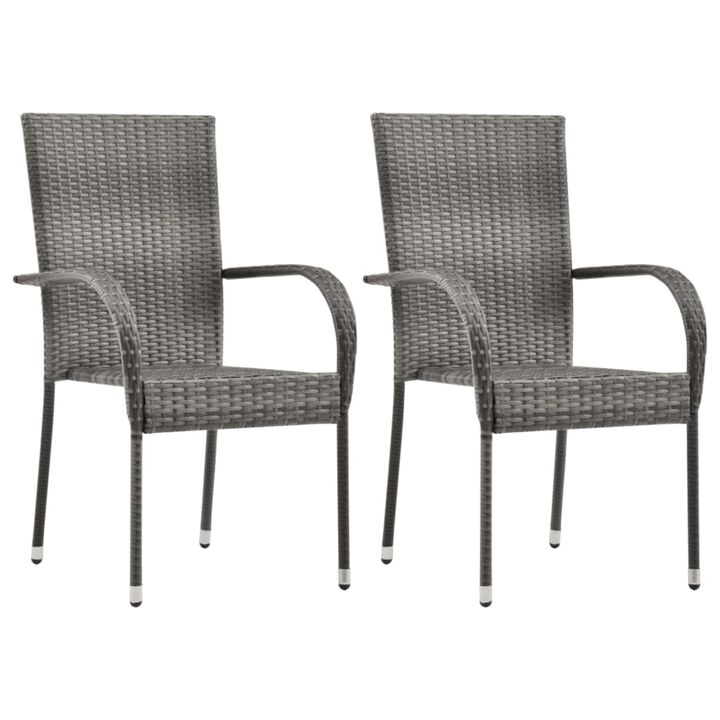 vidaXL 3 Piece Garden Dining Set Poly Rattan Gray