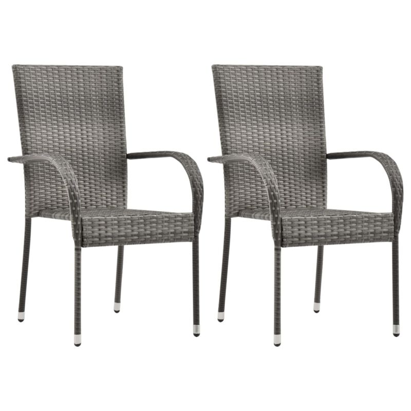 vidaXL 3 Piece Garden Dining Set Poly Rattan Gray