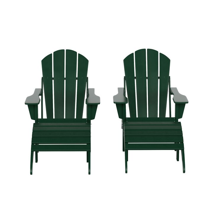 WestinTrends 4-Piece Folding Adirondack Chair With Footrest Ottoman Set