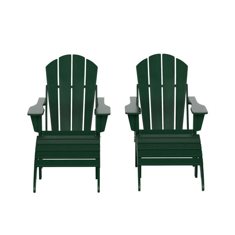WestinTrends 4-Piece Folding Adirondack Chair With Footrest Ottoman Set