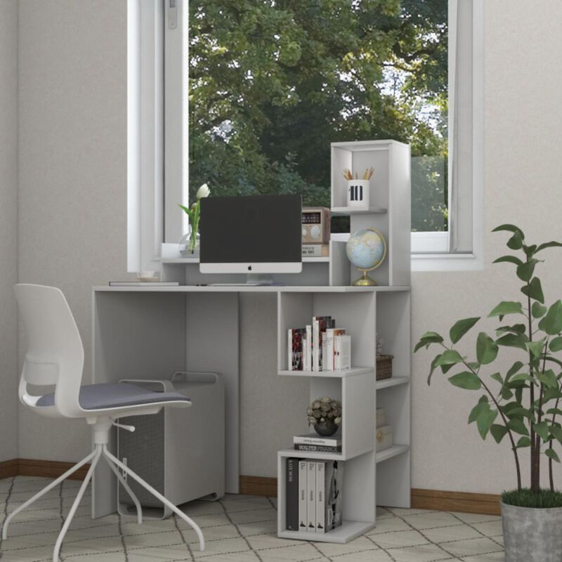 Hivvago Modern Computer Desk with Storage Bookshelf and Hutch for Home Office