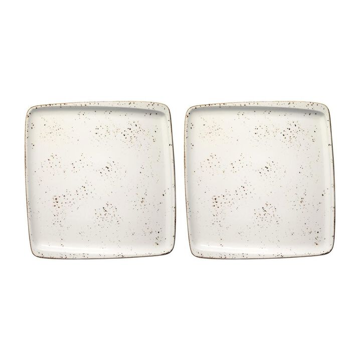 Grain 8.5" x 8" Square Decorated Porcelain Plate (Set of 2)