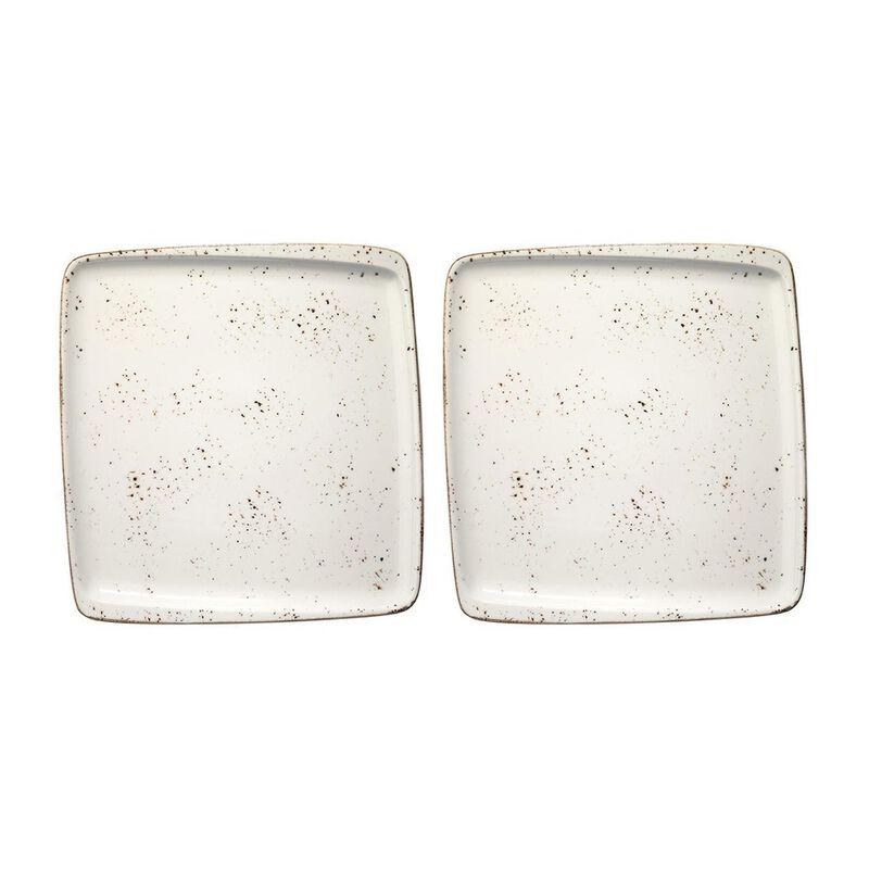Grain 8.5" x 8" Square Decorated Porcelain Plate (Set of 2)
