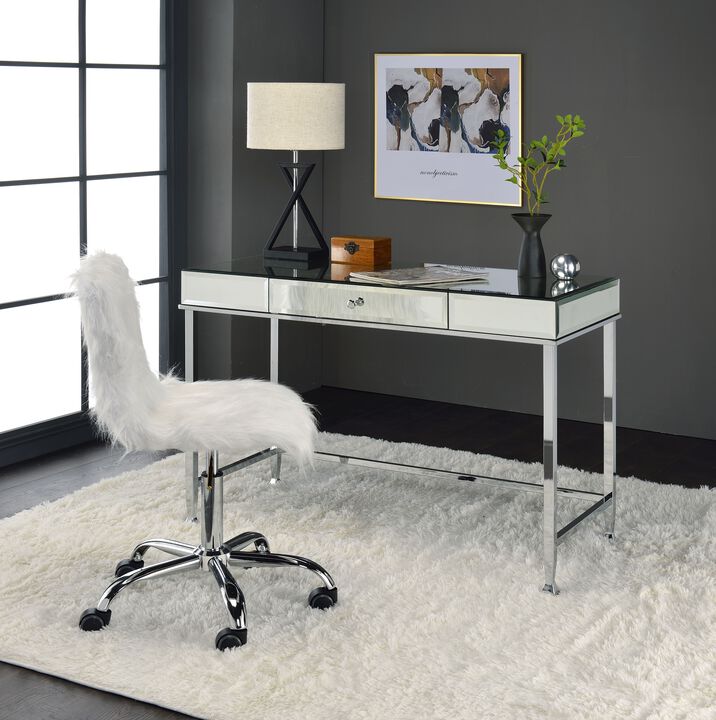 ACME Canine Writing Desk, Mirrored and Chrome Finish