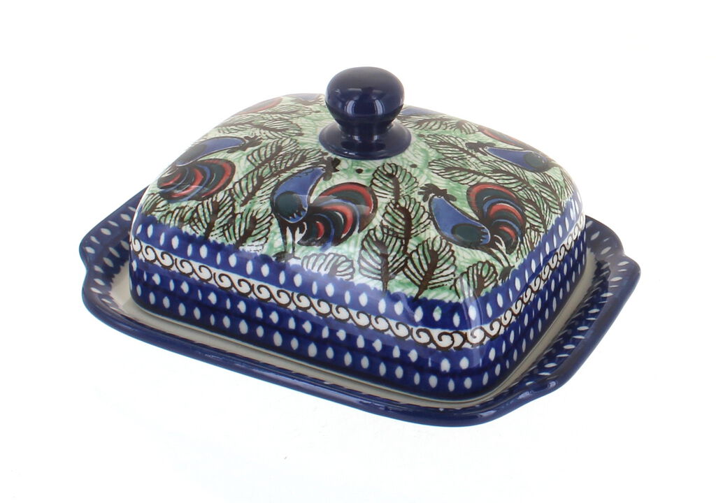 Blue Rose Polish Pottery Maria Butter Dish