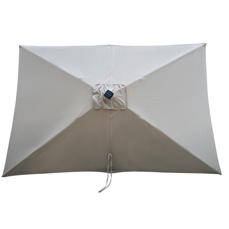 Solar LED Patio Umbrella: Crank, Tilt, 10x6.5 ft