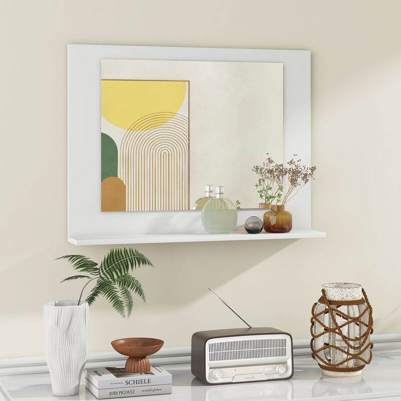 Rectangular Bathroom Mirror with Shelf for Storage and Organization
