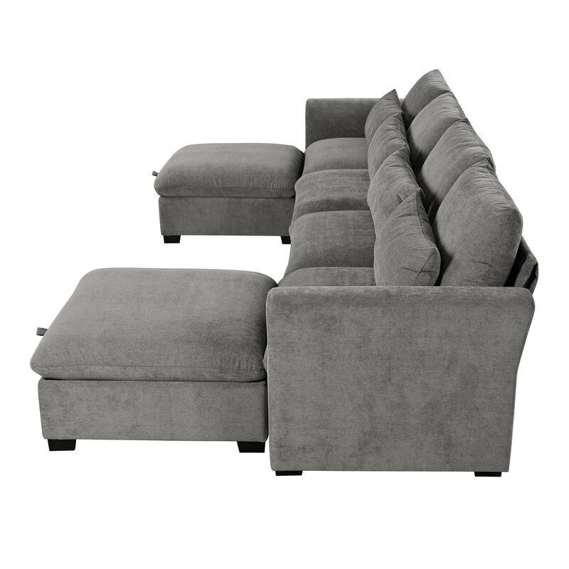 Merax Modular Corner Sofa with 2 Ottomans