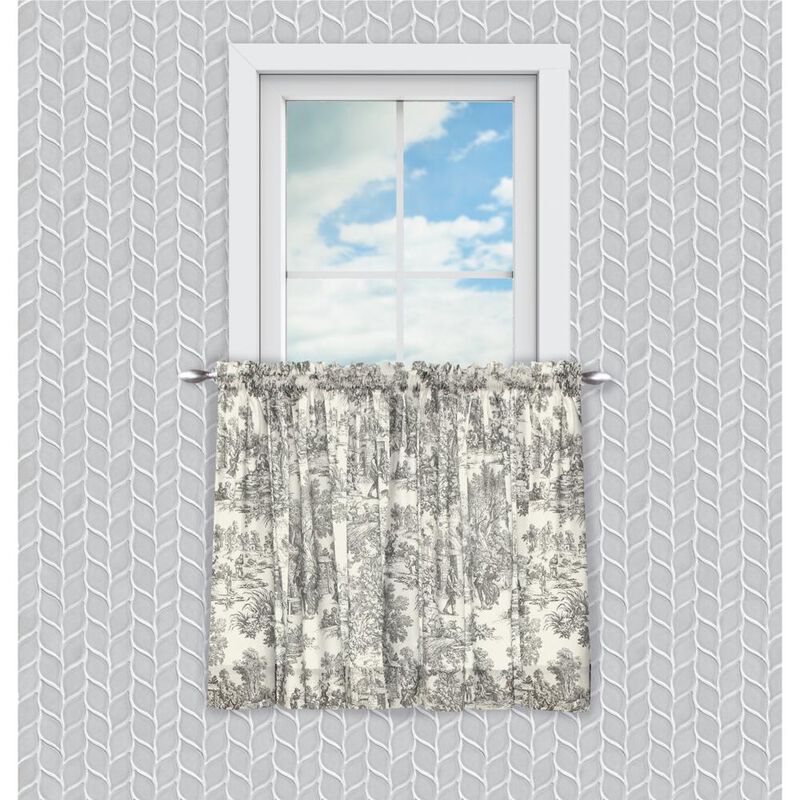 Ellis Curtain Victoria Park Toile Room Darkening Window Rod Pocket Pair Set With 2 Tiers - 2-Piece