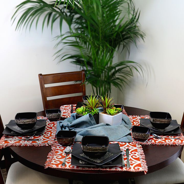 Elama's Naina 16 Piece Double Bowl Stoneware Dinnerware Set