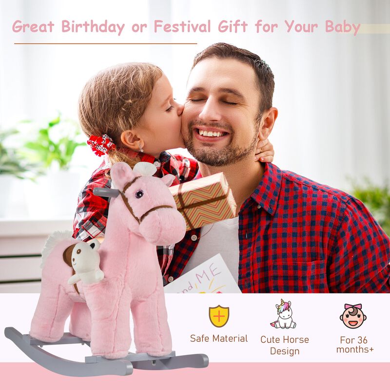 Pink Girls' Rocker: Plush Horse with Bear Toy for 18-36 Months