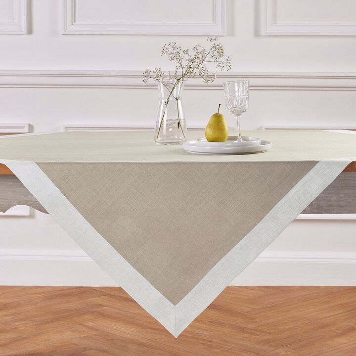 Solino Home 100% Pure Linen Table Throw 52 x 52 Inch | Festive Edge