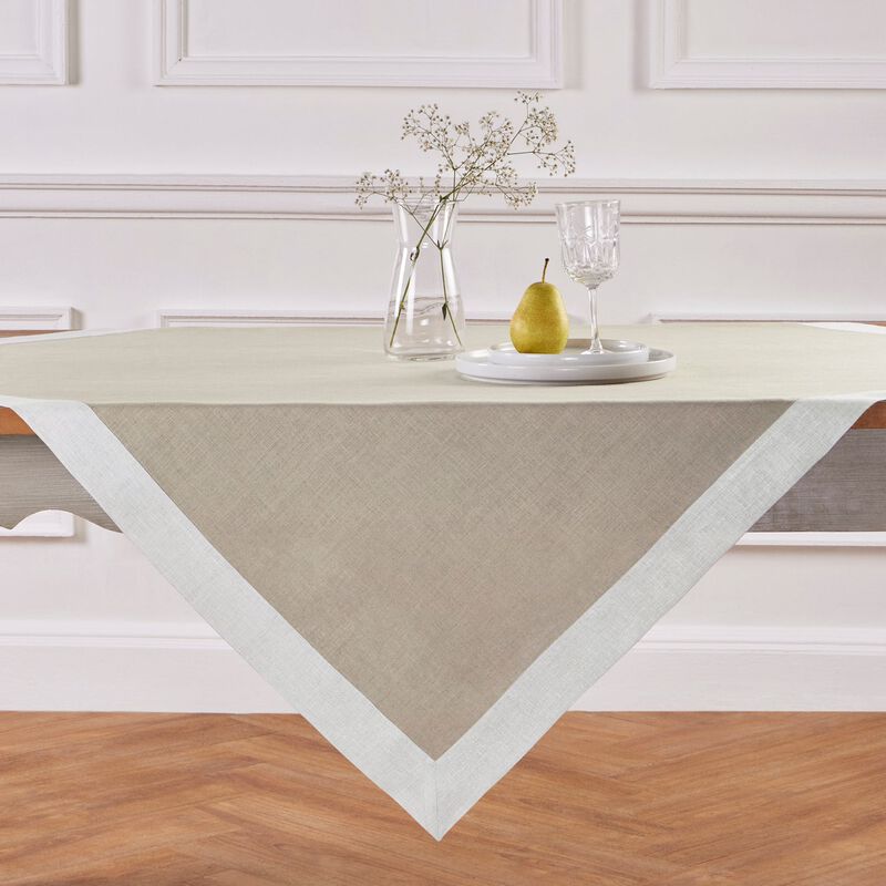 Solino Home 100% Pure Linen Table Throw 52 x 52 Inch | Festive Edge