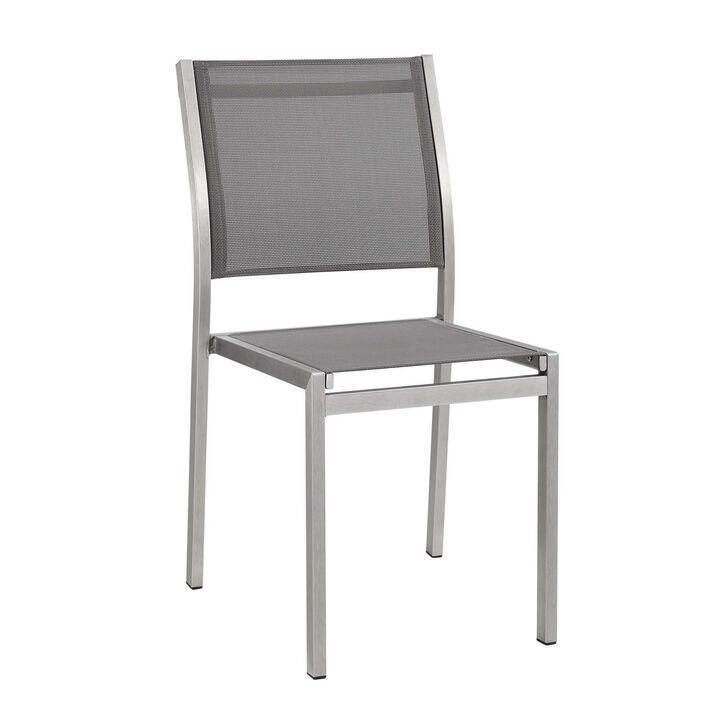 Modway Shore Aluminum Mesh Outdoor Patio Dining Accent Side Chair in Silver Gray