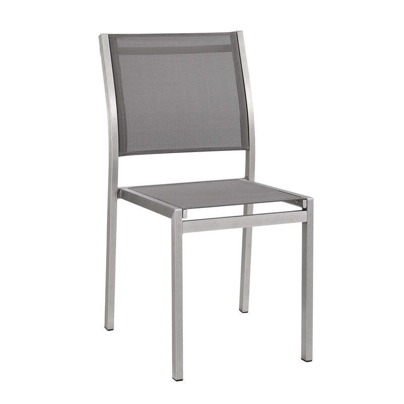 Modway Shore Aluminum Mesh Outdoor Patio Dining Accent Side Chair in Silver Gray