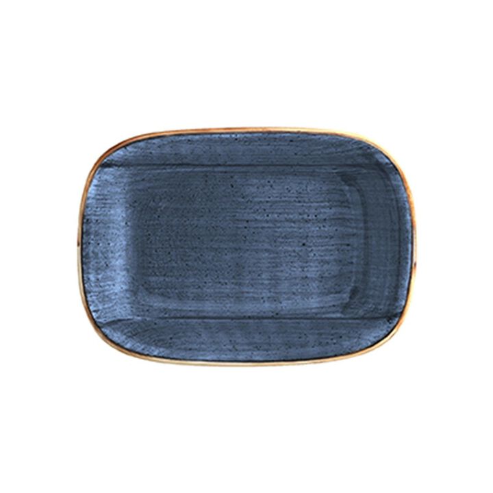 Dusk 5.5" x 4" x h:1.25" 7 oz. Rectangular Blue Porcelain Deep Plate (Set of 2)