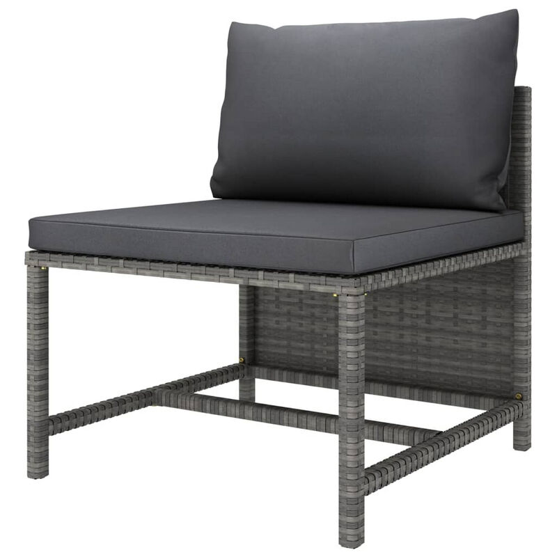 Tim Outdoor Modular Middle Sofa Chair, Sectional, Gray Cushions Rattan - Benzara
