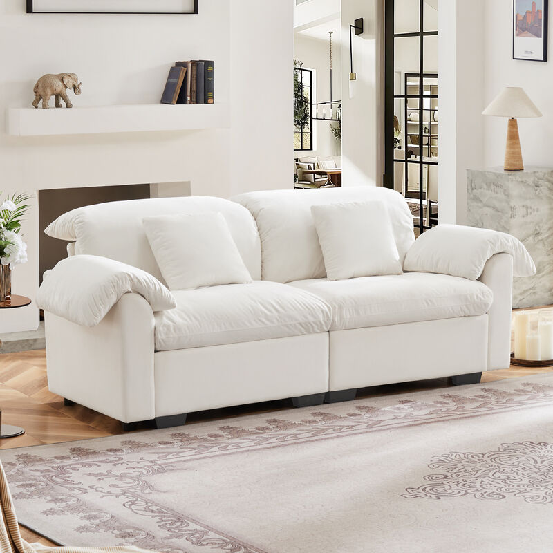 Merax Velvet Loveseat Sofa with Hidden Storage