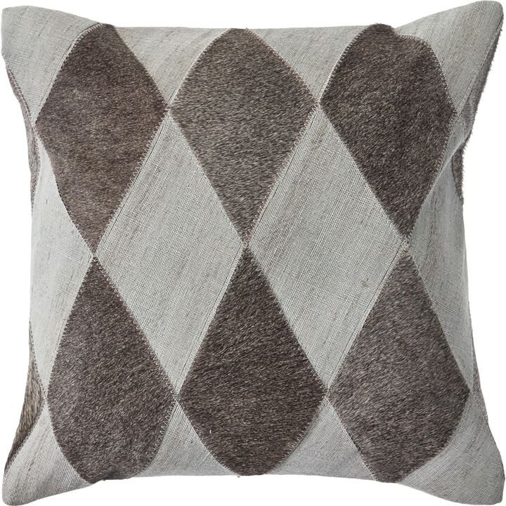 20" Silver and Brown Geometric Square Throw Pillow