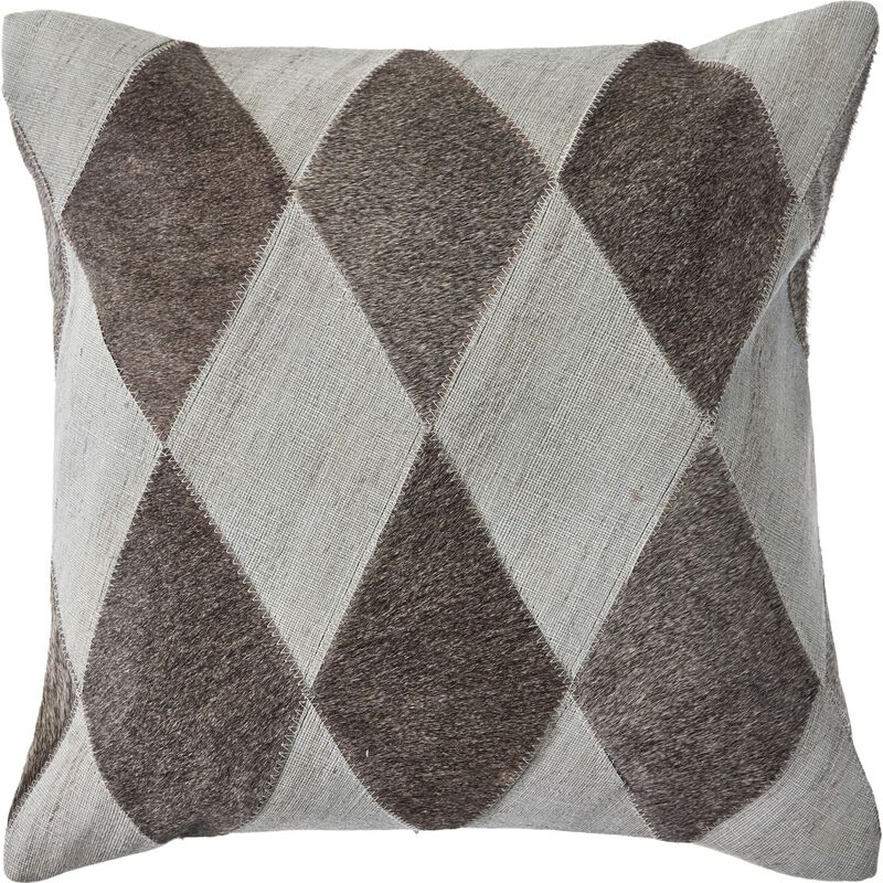 20" Silver and Brown Geometric Square Throw Pillow