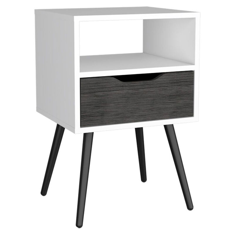 Nightstand Fugaz, Bedroom, Smoky Oak / White