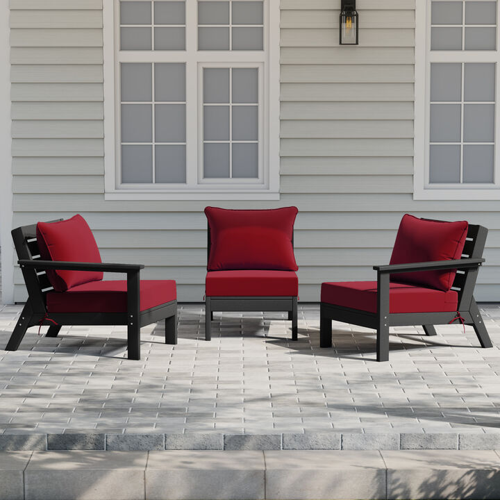 WestinTrends Outdoor Patio HDPE Sectional Sofa with Patio Cushions
