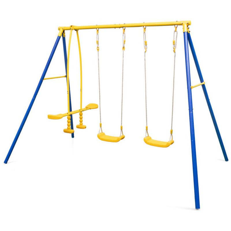 Hivvago Metal Swing Set for Backyard with 2 Swing Seats and 2 Glider Seats